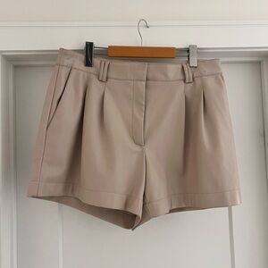 Women's Vegan Leather Tan Shorts - NEW w/o Tags
